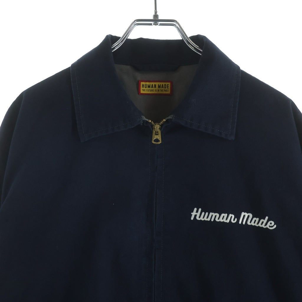 HUMAN MADE(ヒューマンメイド) WORK JACKET ロゴエンブロイダリー ジップアップ ワークジャケット ネイビー HM31JK005