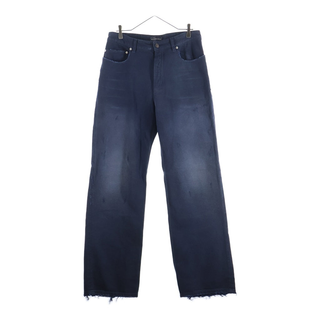 BALENCIAGA(バレンシアガ) 26SS CURVED KNEE PANTS カーブドニー ダメージ加工 デニムパンツ ブルー 857194 TTW64