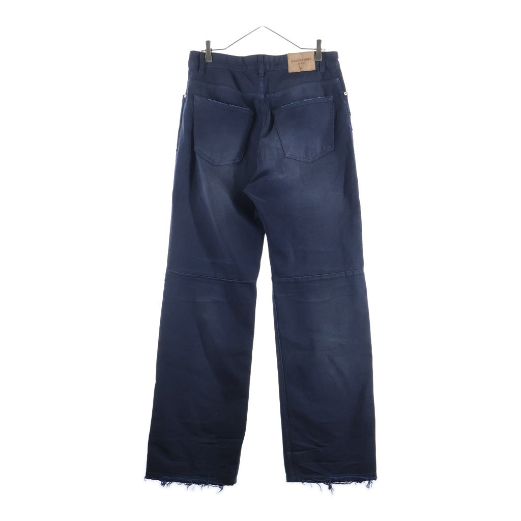 BALENCIAGA(バレンシアガ) 26SS CURVED KNEE PANTS カーブドニー ダメージ加工 デニムパンツ ブルー 857194 TTW64