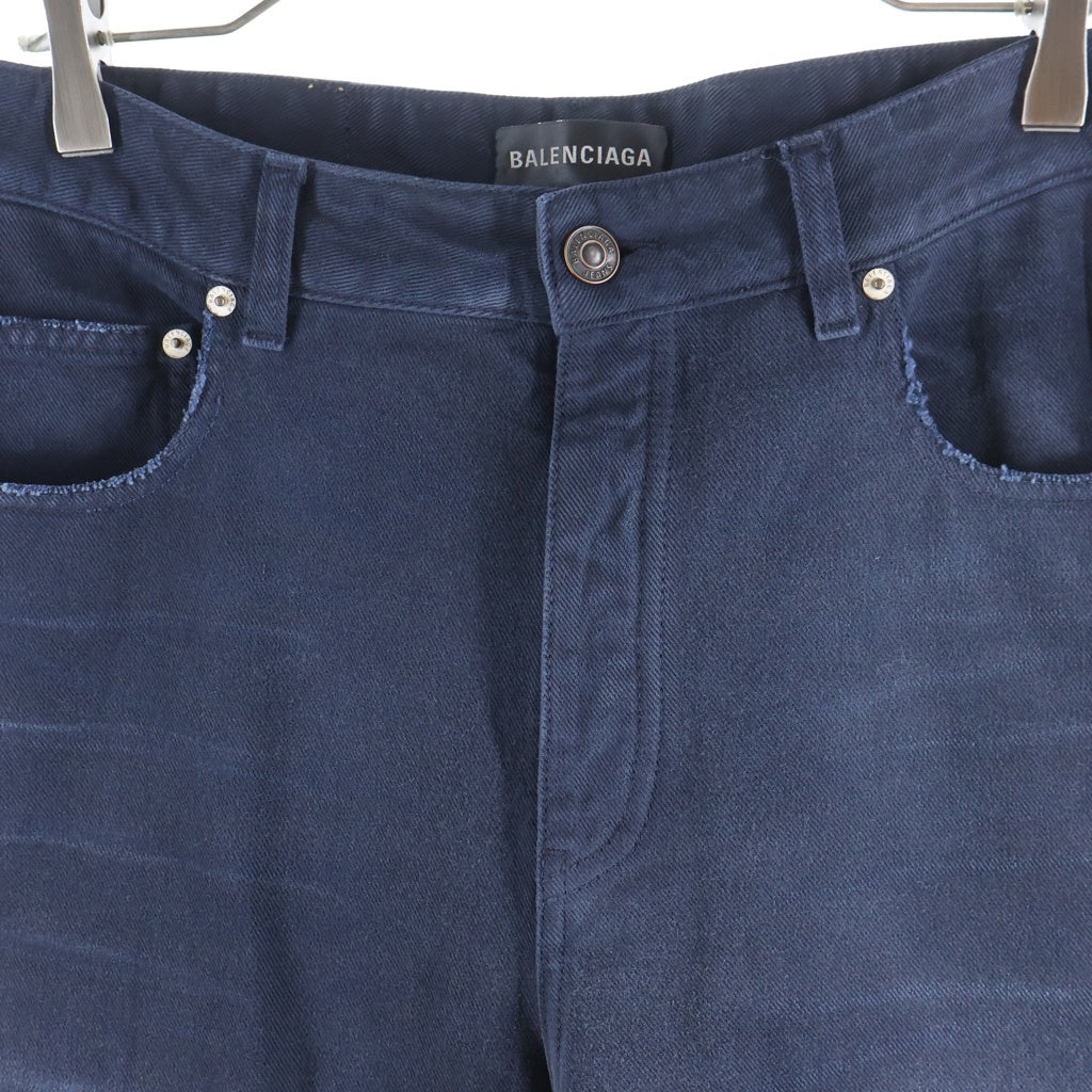 BALENCIAGA(バレンシアガ) 26SS CURVED KNEE PANTS カーブドニー ダメージ加工 デニムパンツ ブルー 857194 TTW64