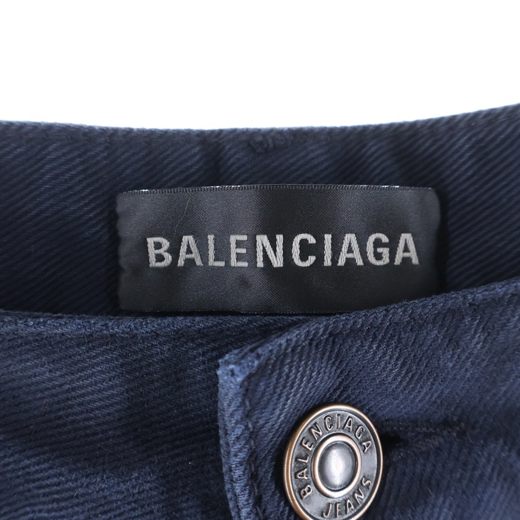 BALENCIAGA(バレンシアガ) 26SS CURVED KNEE PANTS カーブドニー ダメージ加工 デニムパンツ ブルー 857194 TTW64