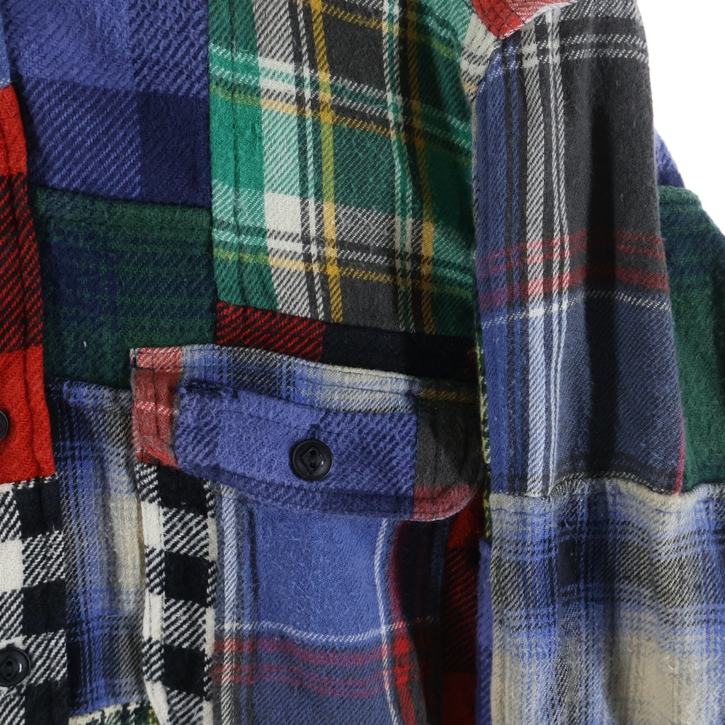 POLO RALPH LAUREN(ポロラルフローレン) コットンフランネル チェック柄 パッチワーク切替 フロントポケットシャツ マルチカラー XS