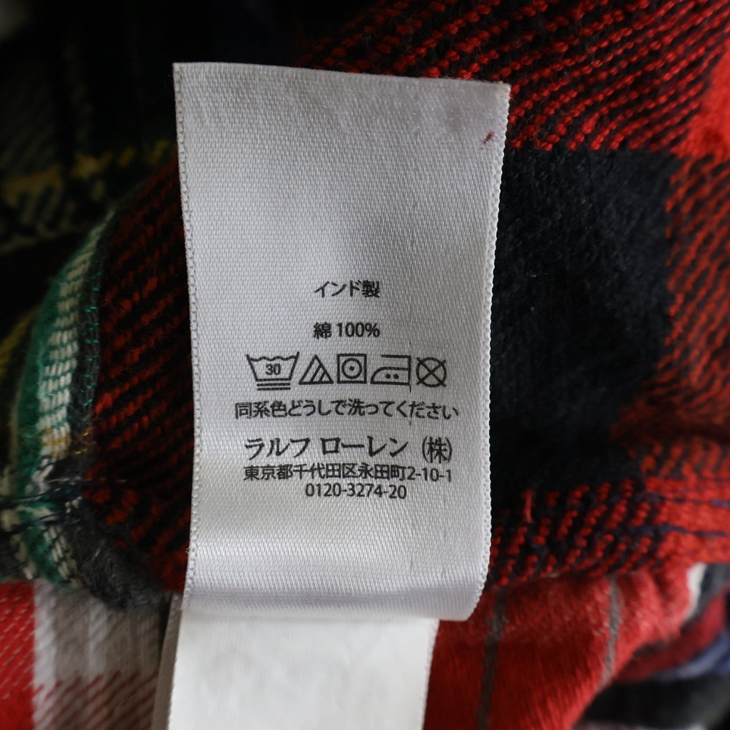 POLO RALPH LAUREN(ポロラルフローレン) コットンフランネル チェック柄 パッチワーク切替 フロントポケットシャツ マルチカラー XS