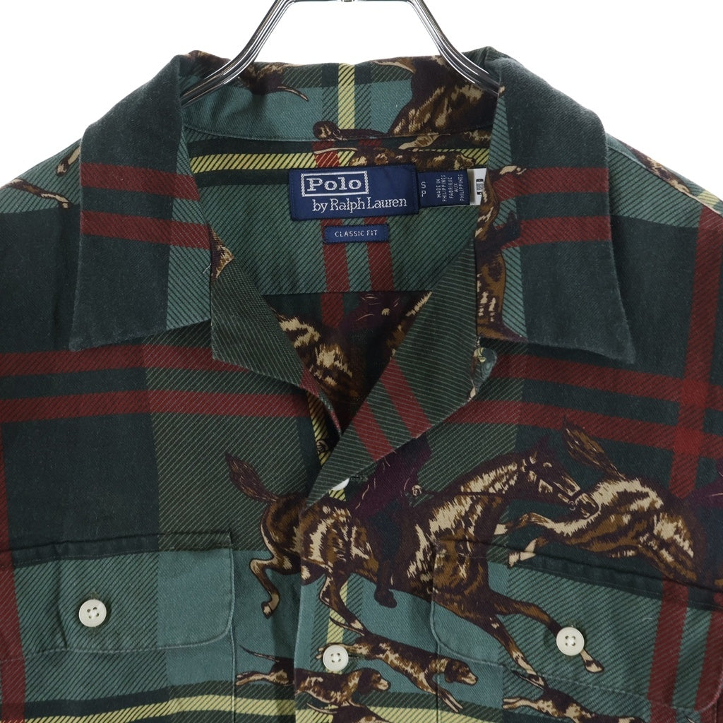 POLO RALPH LAUREN(ポロラルフローレン) CLASSIC FIT EQUESTRIAN PLAID TWILL SHIRT クラシックフィット エクエストリアン プレイド ツイル チェック柄 オープンカラー 長袖シャツ グリーン