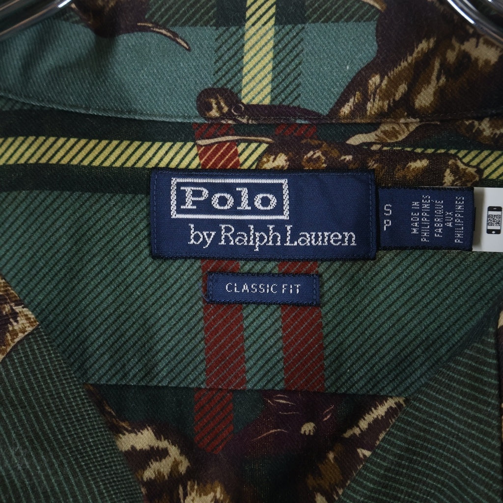 POLO RALPH LAUREN(ポロラルフローレン) CLASSIC FIT EQUESTRIAN PLAID TWILL SHIRT クラシックフィット エクエストリアン プレイド ツイル チェック柄 オープンカラー 長袖シャツ グリーン