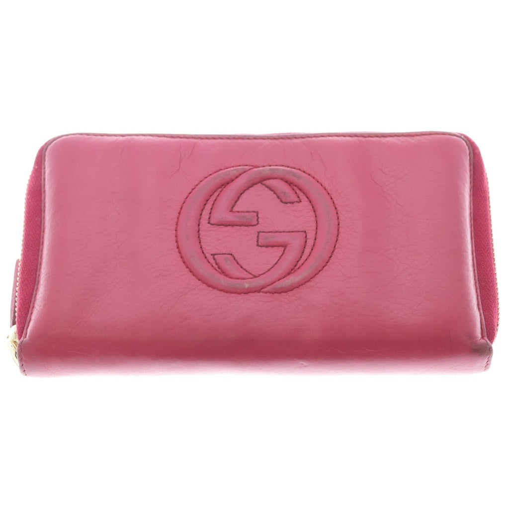 GUCCI(グッチ) SOHO ソーホー インターロッキングG ラウンド フリンジジップ レザー ウォレット 長財布 ピンク 303280-534041 534041 レディース