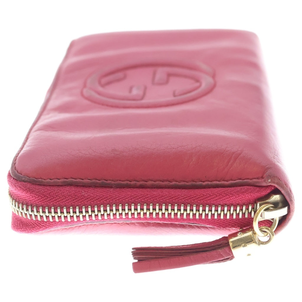 GUCCI(グッチ) SOHO ソーホー インターロッキングG ラウンド フリンジジップ レザー ウォレット 長財布 ピンク 303280-534041 534041 レディース