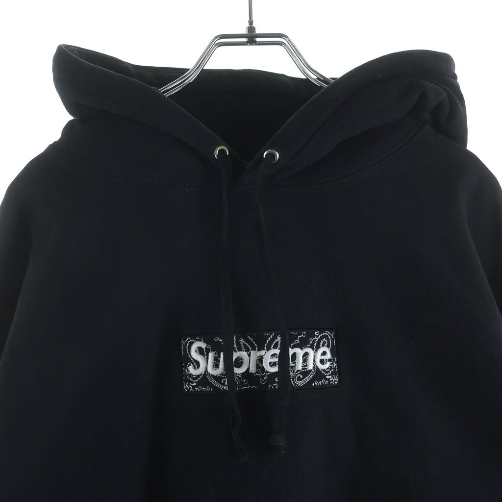 SUPREME(シュプリーム) 19AW Bandana Box Logo Hooded Sweatshirt バンダナボックスロゴエンブロイダリー フーデッドスウェットシャツ パーカー ブラック