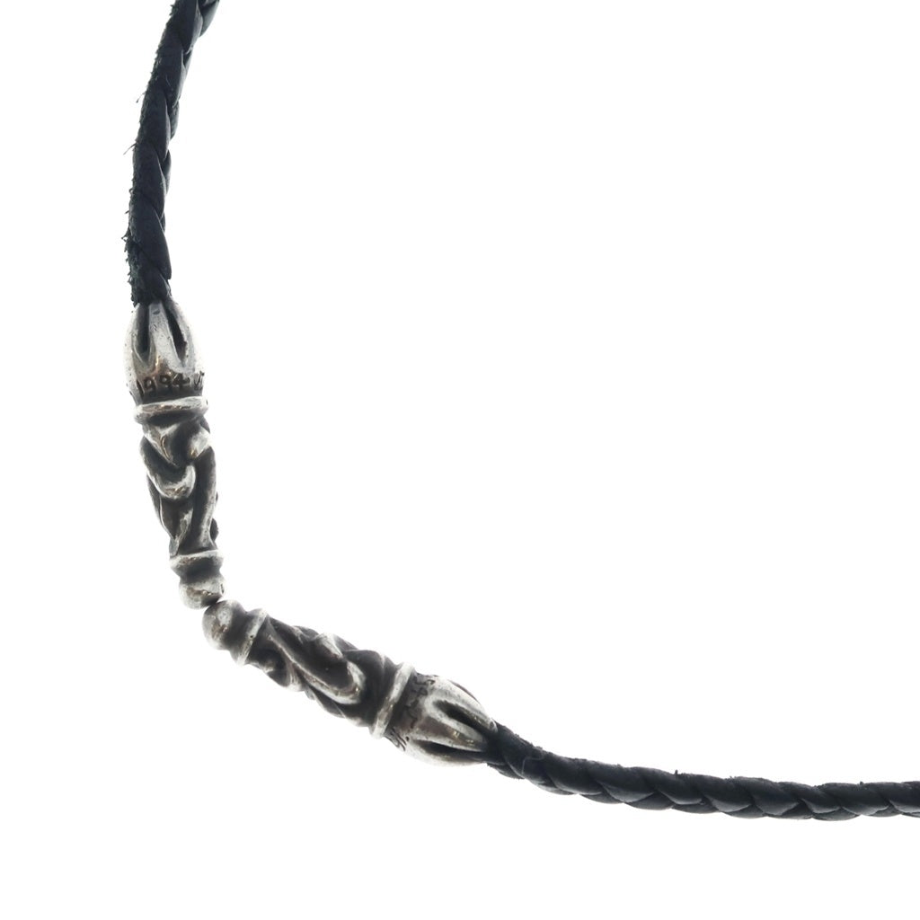 CHROME HEARTS(クロムハーツ) LEATHER BRAID SCROLL ネックレス レザーブレイドネックレス ブラック/シルバー BCA377