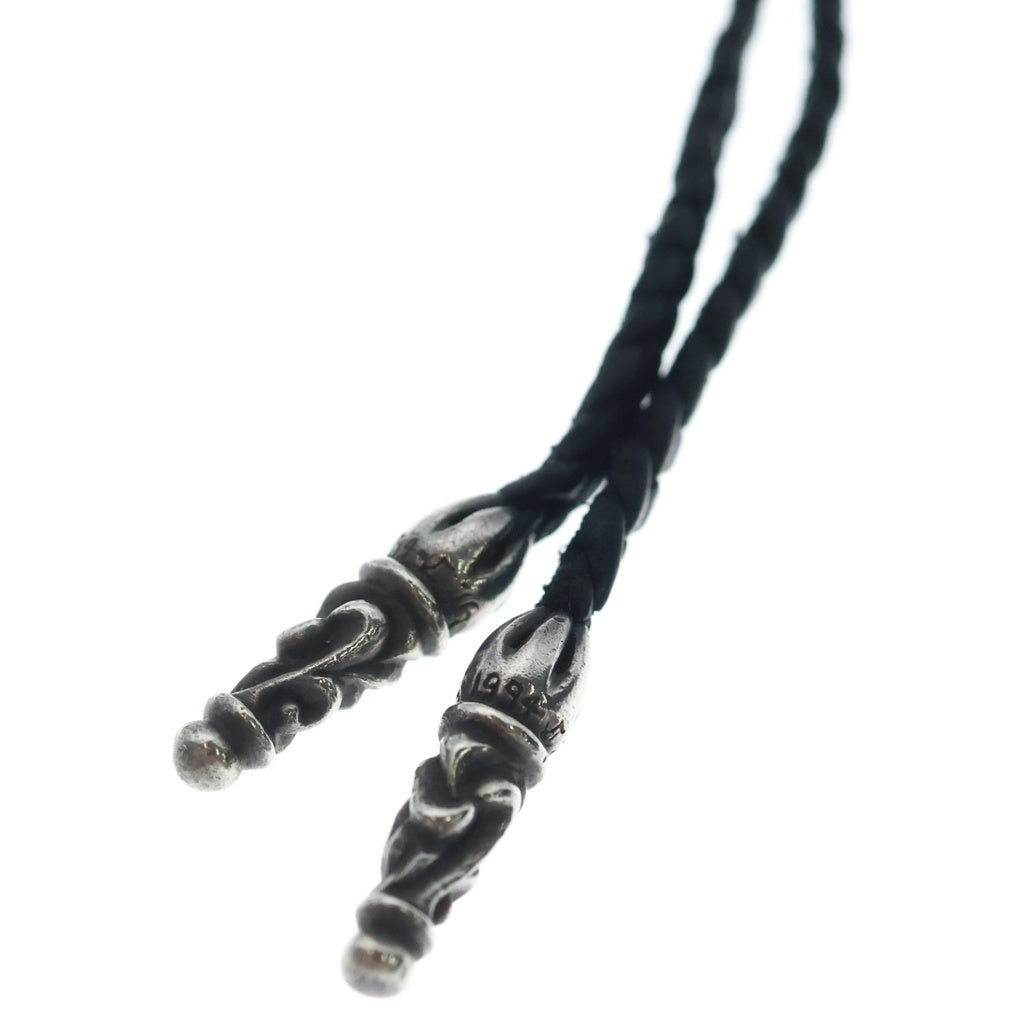 CHROME HEARTS(クロムハーツ) LEATHER BRAID SCROLL ネックレス レザーブレイドネックレス ブラック/シルバー BCA377