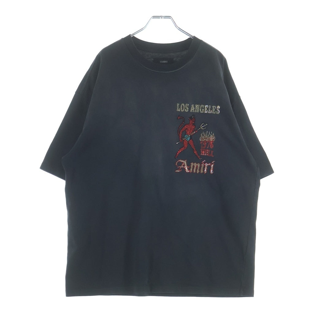 AMIRI(アミリ) CRYSTAL SINNERS TEE クリスタルシナーズ クルーネック半袖Tシャツ カットソー ブラック AMJYTE1212