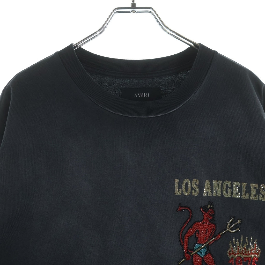 AMIRI(アミリ) CRYSTAL SINNERS TEE クリスタルシナーズ クルーネック半袖Tシャツ カットソー ブラック AMJYTE1212
