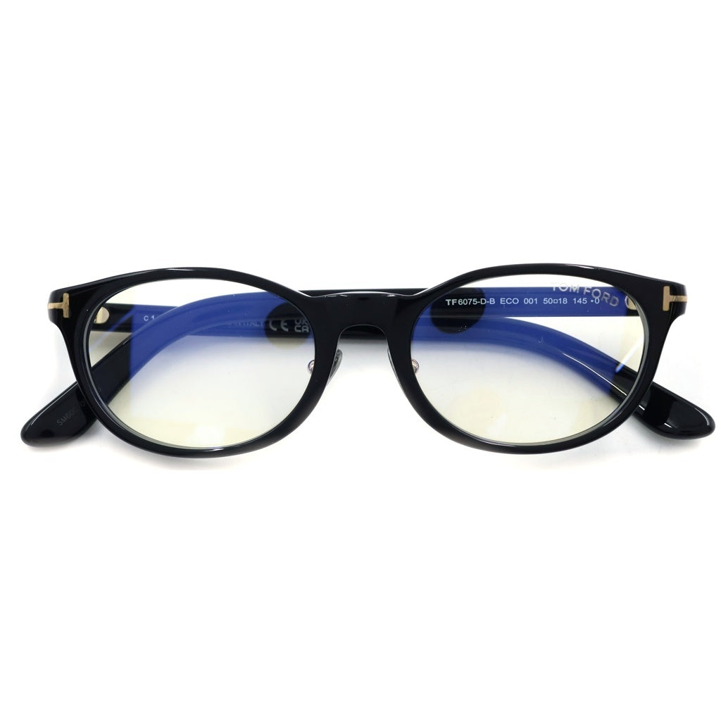 TOM FORD(トムフォード) TF6075-D-B アジアンフィット オーバルフレーム クリアレンズ サングラス メガネ ブラック