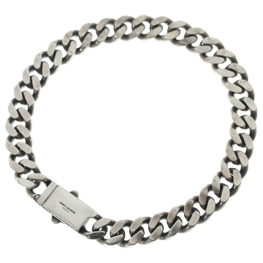 SAINT LAURENT PARIS(サンローランパリ) METAL CURB CHAIN NECKLACE カーブチェーンネックレス チョーカー シルバー 691326