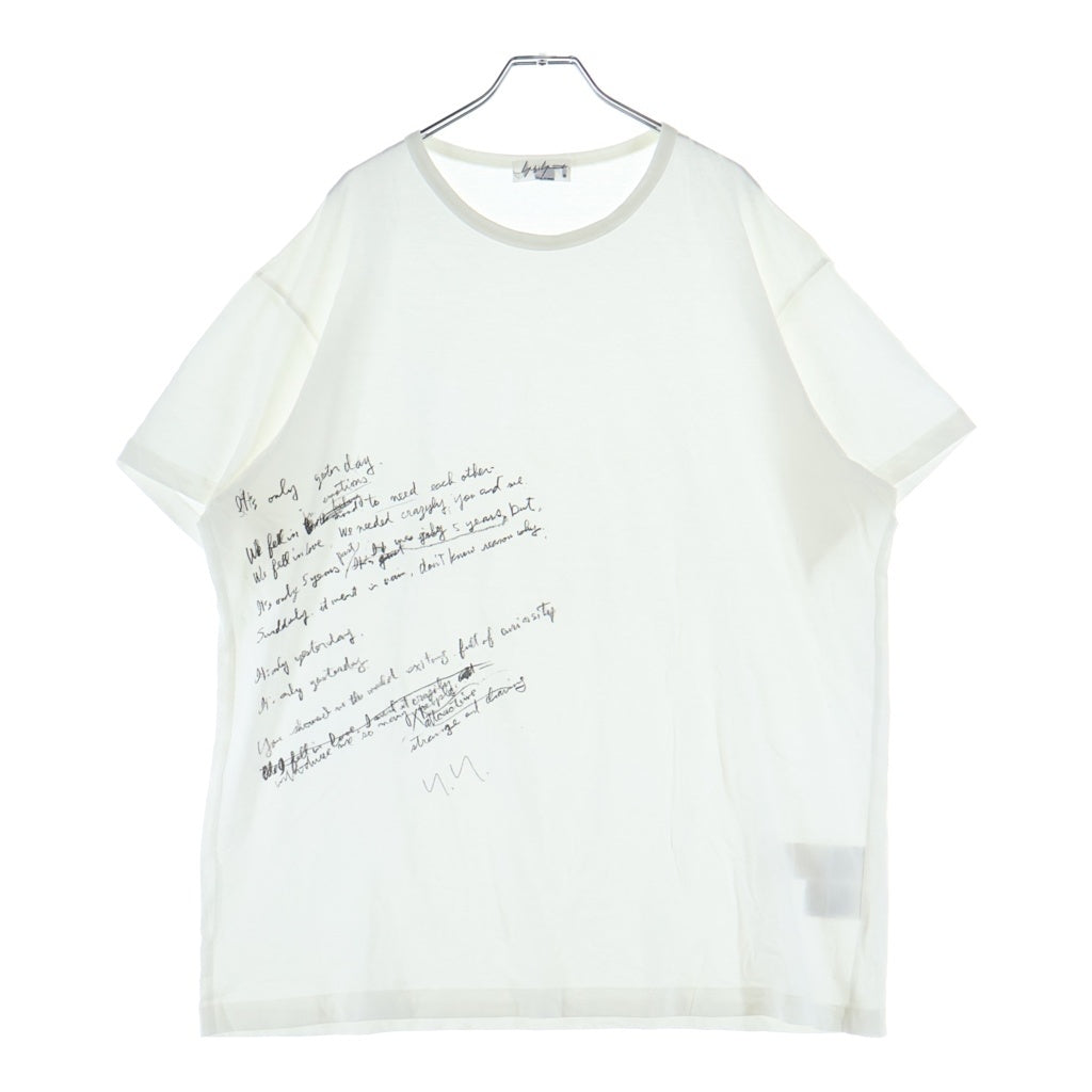 Yohji Yamamoto POUR HOMME(ヨウジヤマモト プールオム) 19SS 英字PT 丸半 クルーネック半袖Tシャツ カットソー ホワイト HH-T36-085