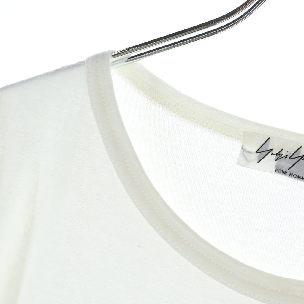 Yohji Yamamoto POUR HOMME(ヨウジヤマモト プールオム) 19SS 英字PT 丸半 クルーネック半袖Tシャツ カットソー ホワイト HH-T36-085