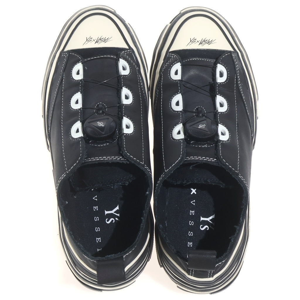 Y's(ワイズ) × xVESSEL SNEAKER SMOOTH LEATHER ヴェセル スムース レザー ローカットスニーカー ブラック YR-E12-701