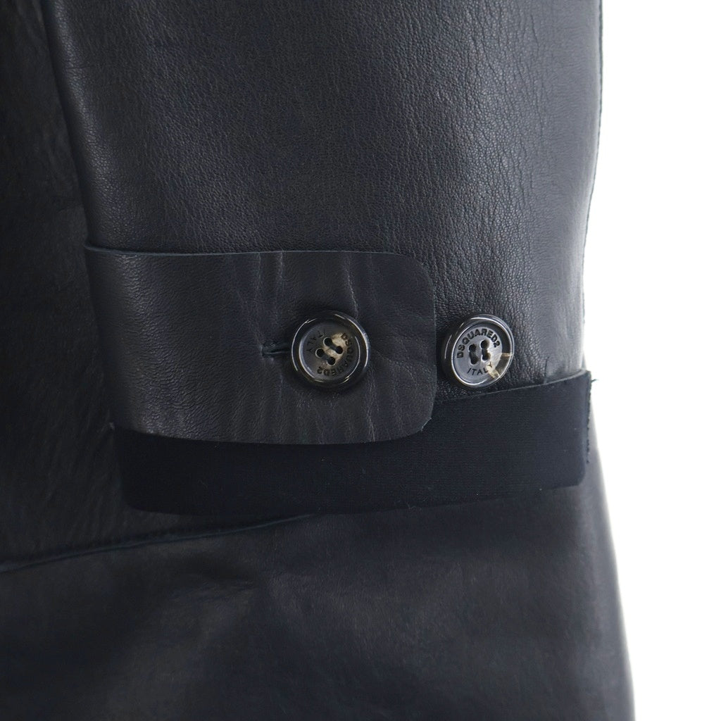 DSQUARED2(ディースクエアード) シープレザー 比翼 ステンカラーコート ブラック S71AA0180