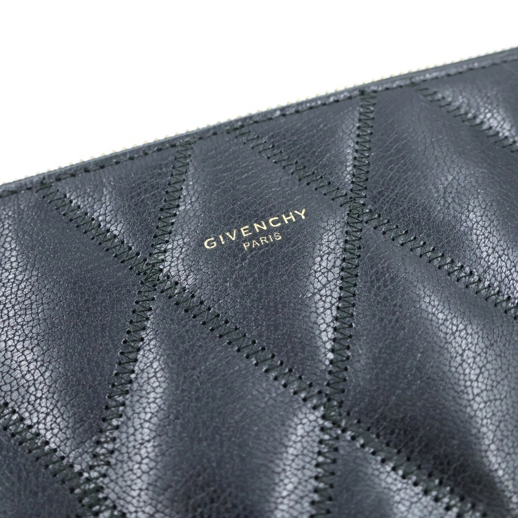 GIVENCHY(ジバンシィ) レザー キルティング クラッチ セカンドバッグ ブラック