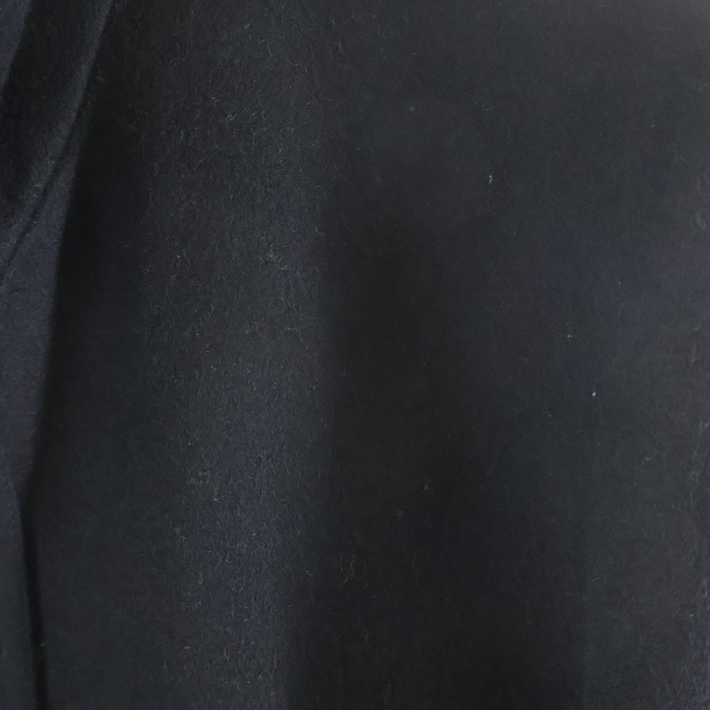 BURBERRY BLACK LABEL(バーバリー ブラックレーベル) 裏地タータンチェック ラビットファー カシミヤ混 ステンカラー ウールコート ブラック D1B93-408-09