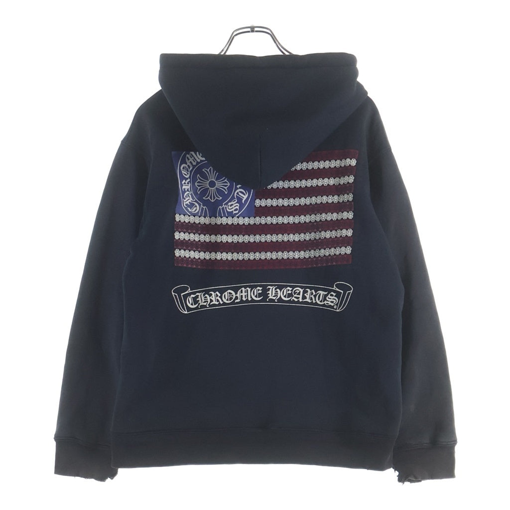CHROME HEARTS(クロムハーツ) OLD SWTSHRT HD ZIP オールド 裏地サーマル 星条旗 ホースシュープリント ダガージップ スウェット ジップアップパーカー ブラック