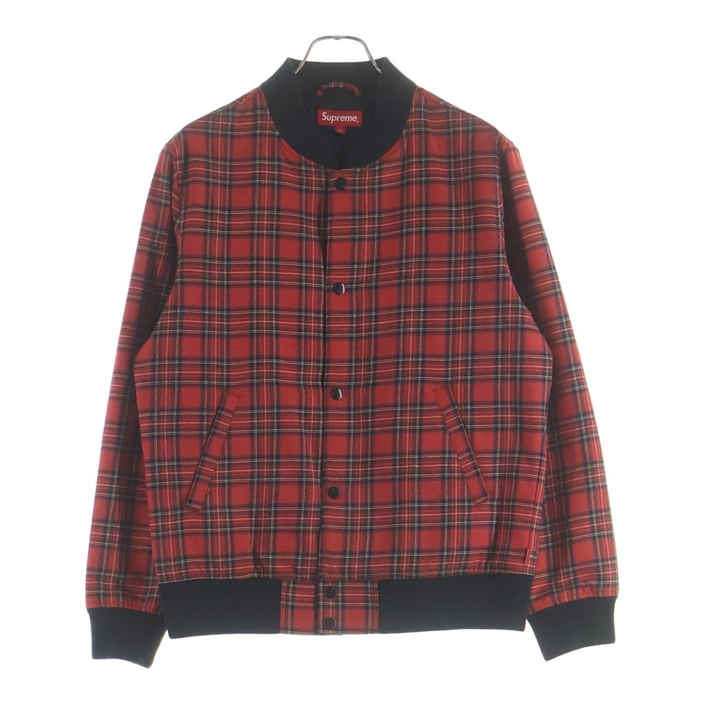 SUPREME(シュプリーム) 13AW Plaid Bomber プレイドボンバー チェック柄 スナップボタン リブブルゾン レッド