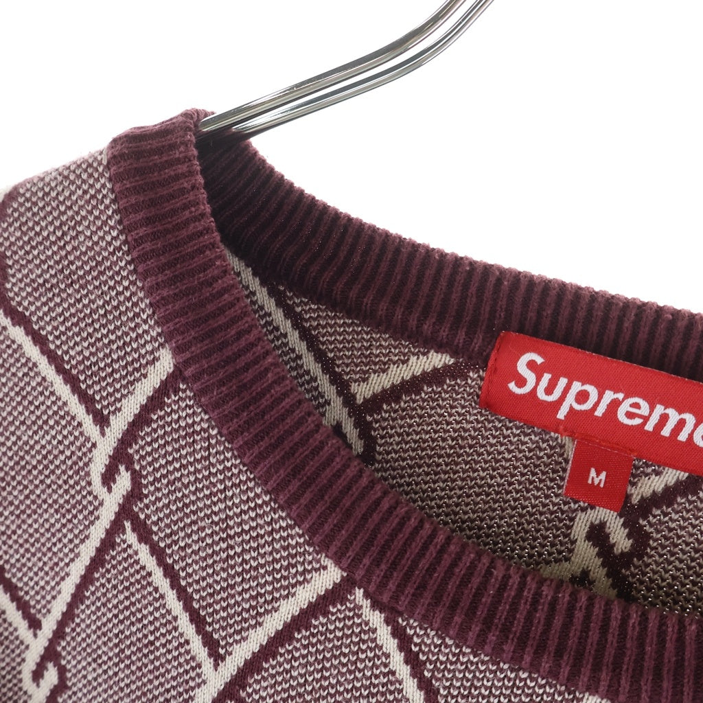 SUPREME(シュプリーム) 14AW Chain Link Sweater チェーンリンク 総柄 クルーネックニットセッター バーガンディー