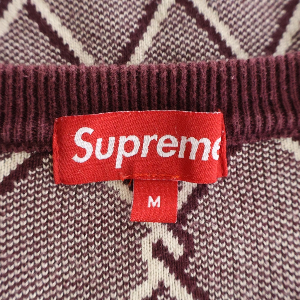 SUPREME(シュプリーム) 14AW Chain Link Sweater チェーンリンク 総柄 クルーネックニットセッター バーガンディー