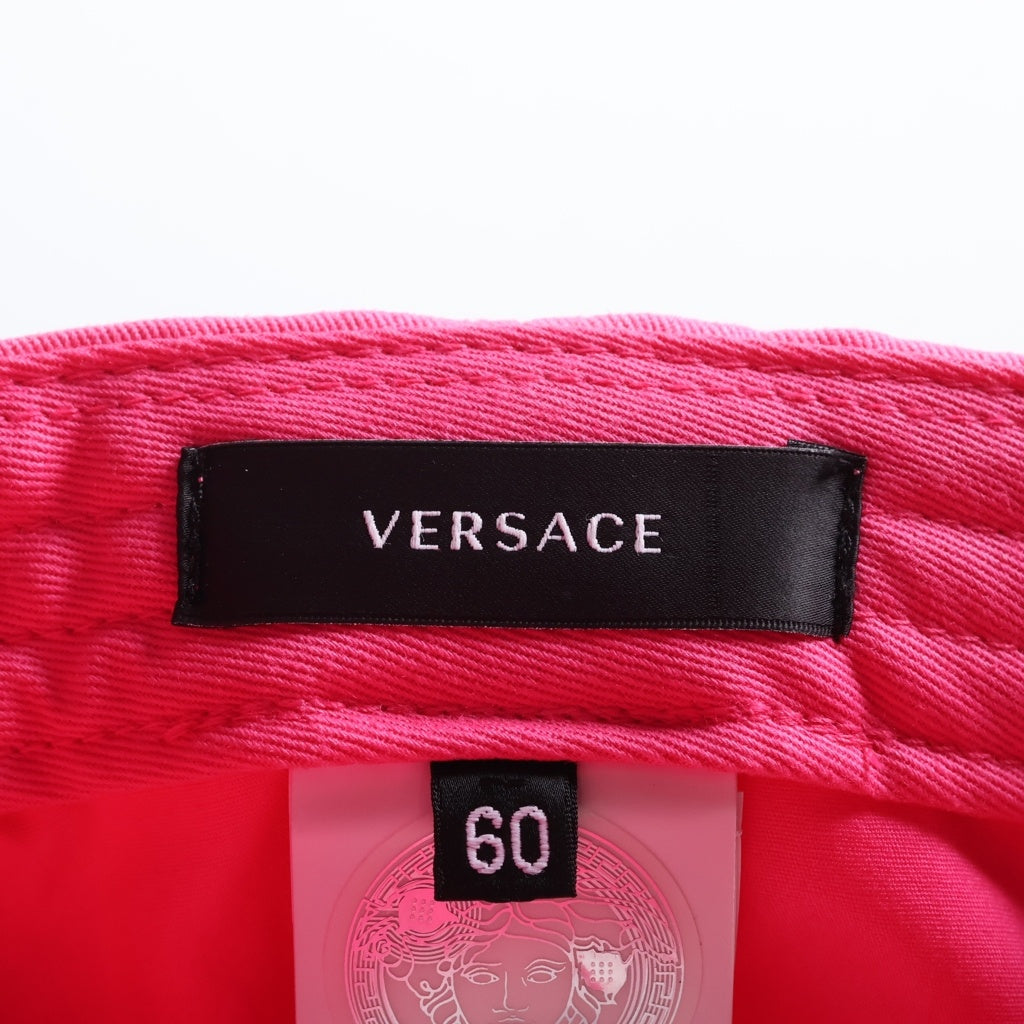 VERSACE(ヴェルサーチ) LOGO COTTON BASEBALL CAP ロゴエンブロイダリー ベースボールキャップ ピンク ICAP004S 1A07230 レディース
