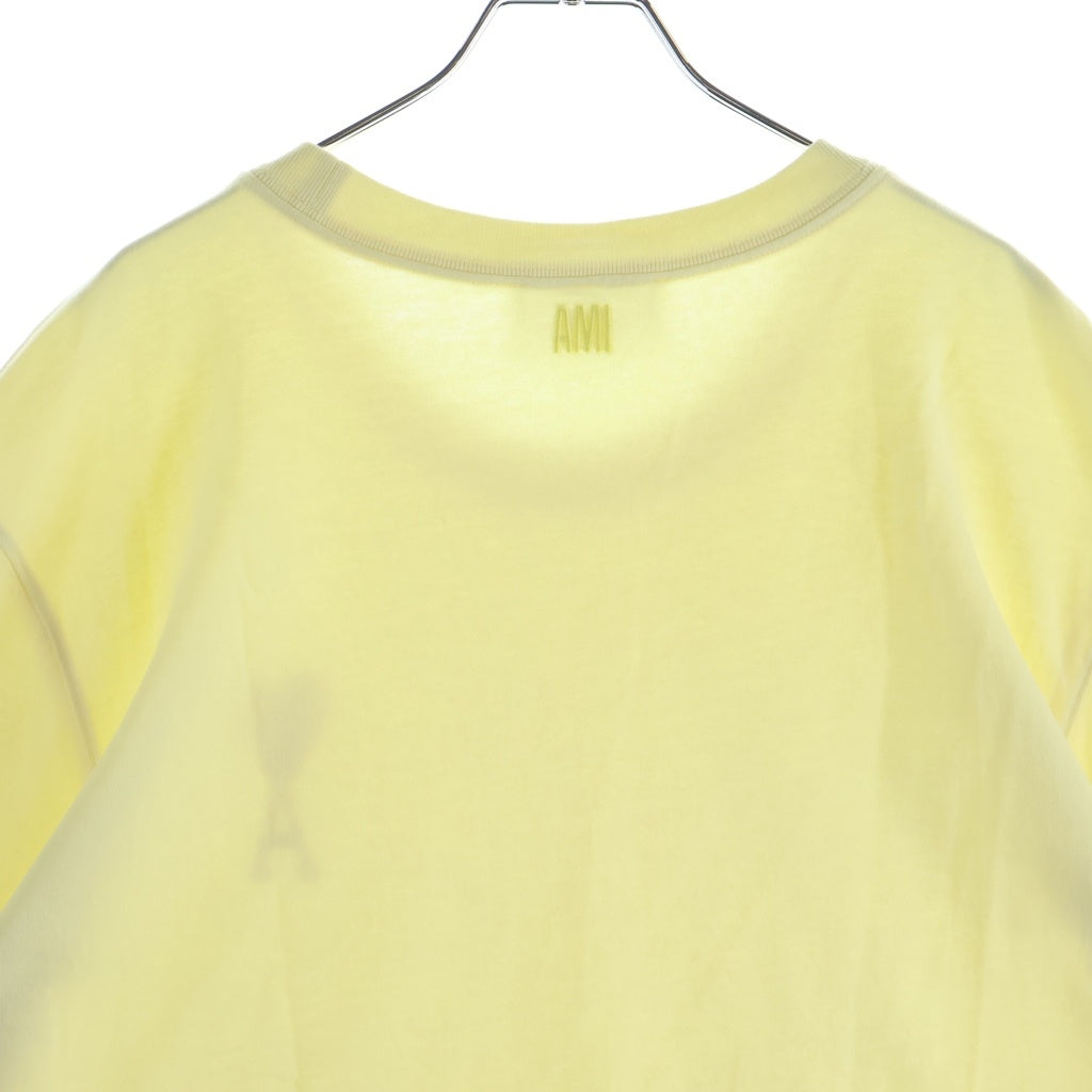 ami paris(アミパリス) 22SS ロゴ ハート刺繍 Tシャツ 半袖クルーネックカットソー イエロー E22UTS002.726