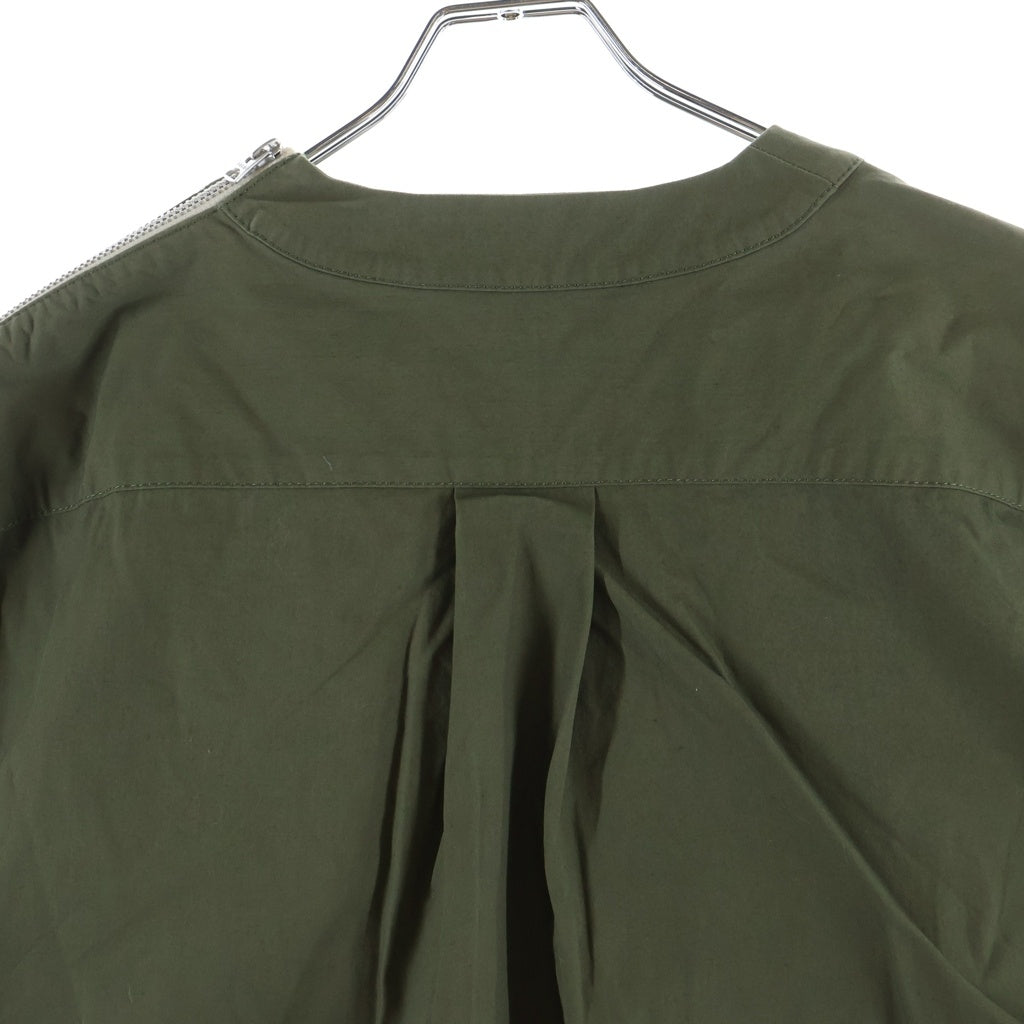 Sacai(サカイ) 21SS Cotton Nylon Oxford Pullover コットンナイロン 肩ジッパー加工 オックスフォード 半袖プルオーバー カーキ 21-02503M