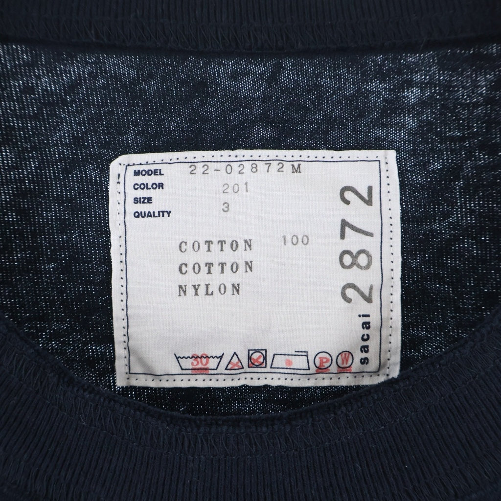 Sacai(サカイ) 22SS Sport Mix Tee スポーツミックス 異素材ドッキング加工Tシャツ 半袖クルーネックカットソー ネイビー/カーキ 22-02872M