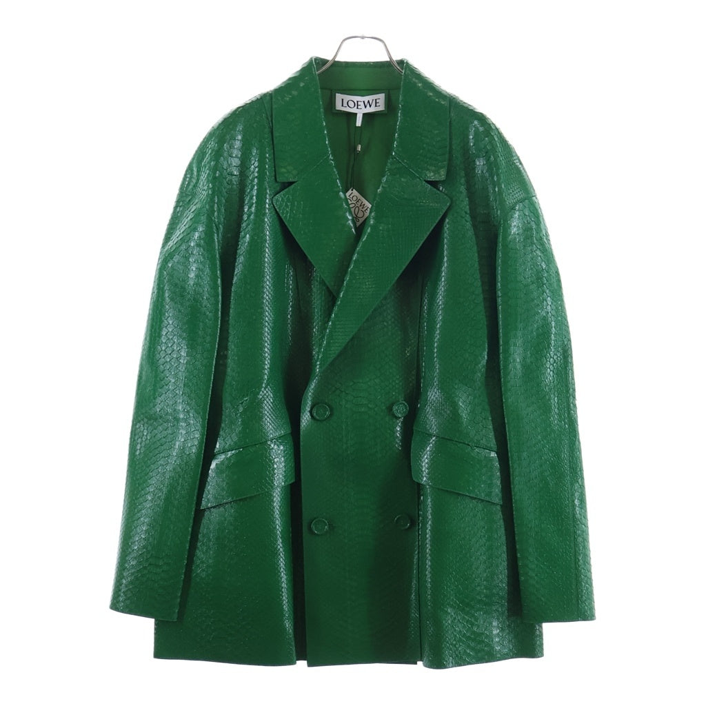 LOEWE(ロエベ) DOUBLE BREASTED JACKET パイソンレザー ダブルブレストコート ジャケット グリーン HSM1Y34L23