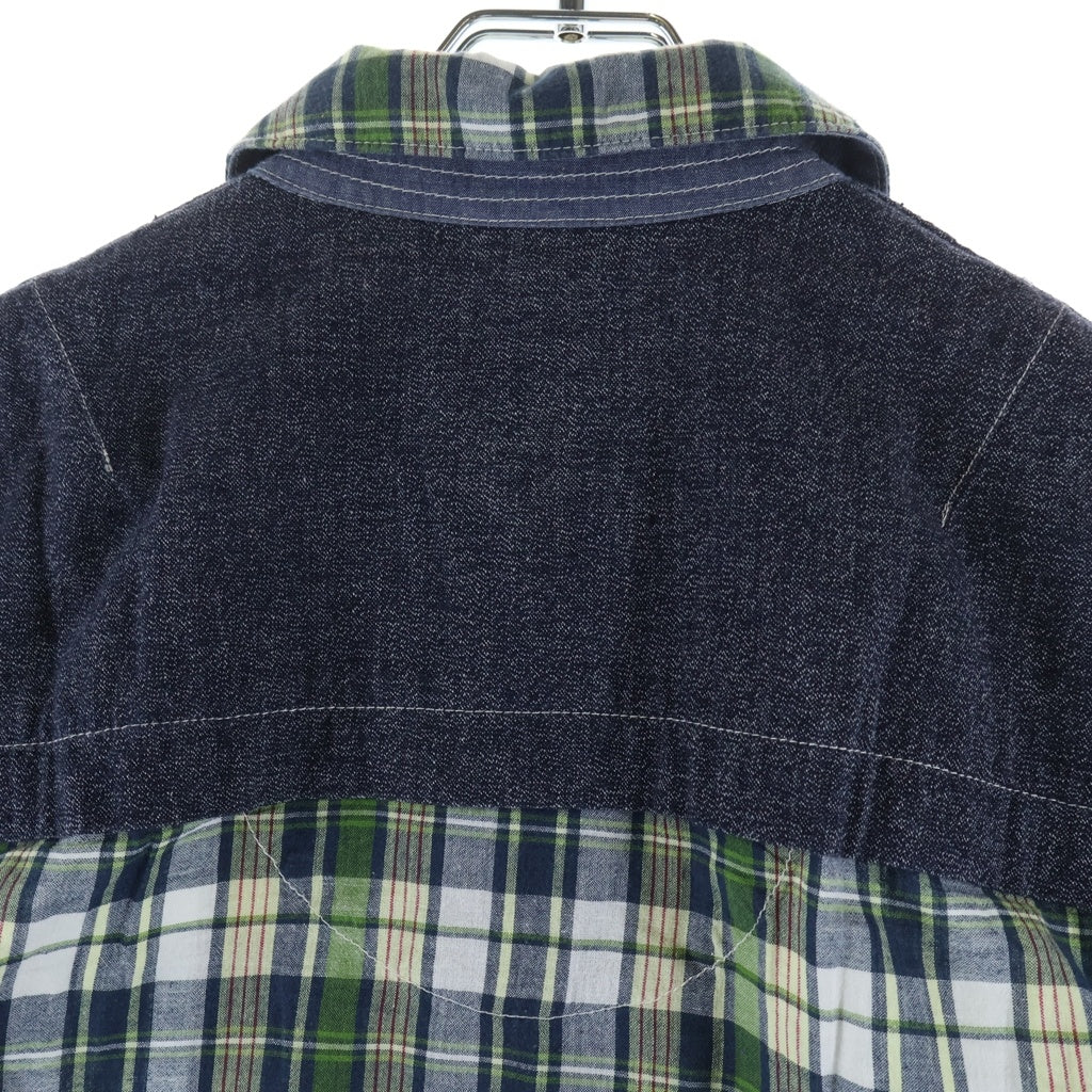 JUNYA WATANABE COMME des GARCONS(ジュンヤワタナベ コムデギャルソン) 24AW AD2024 エルボーパッチ ヨーク切り替え ジップアップ チェックシャツジャケット グリーン WO-J913