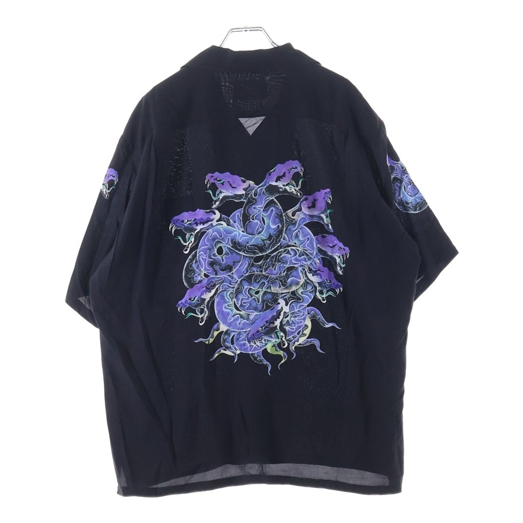 NEXUS7(ネクサスセブン) ×HAMADARAKA HAWAIIAN SHIRT YAMATANO OROCHI ハマダラカ ヤマタノオロチ 半袖 ハワイアンシャツ ブラック RCS-NAE-S0D