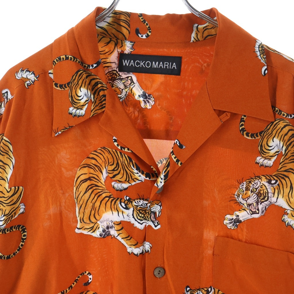 WACKO MARIA(ワコマリア) 26SS ×TIM LEHI HAWAIIAN SHIRT L/S TYPE-3 ティムリーハイ タイガープリント 長袖 ハワイアンシャツ オレンジ 26SSE-WMS-HI05