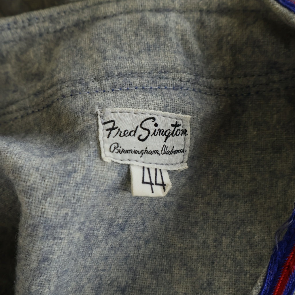VINTAGE(ヴィンテージ) 60S VINTAGE FRED SINGTON ヴィンテージ フレッドシントン 猫目ボタン マチ付き ウール ベースボールシャツ グレー