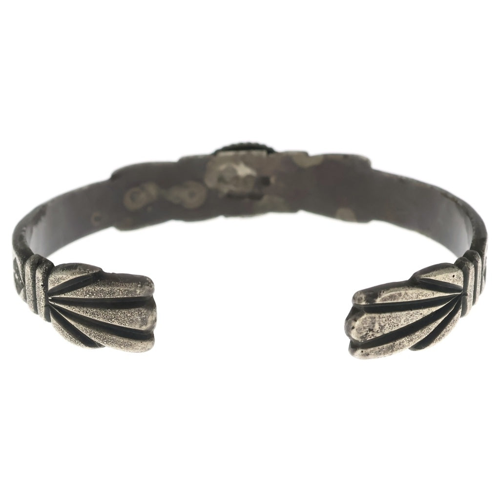 INDIAN JEWELRY(インディアンジュエリー) NAVAJO ナバホ族 トップターコイズ スタンプワーク ブレスレット バングル シルバー