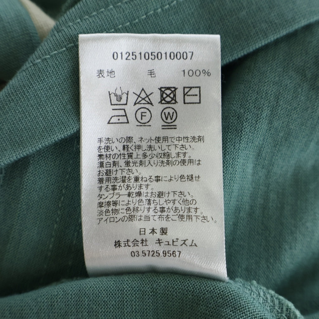 VISVIM(ヴィスヴィム) 25SS MERCKX CB ZIP P.O S/S チェッカー柄 ハーフジップ クルーネック半袖ニット グリーン 0125105010007