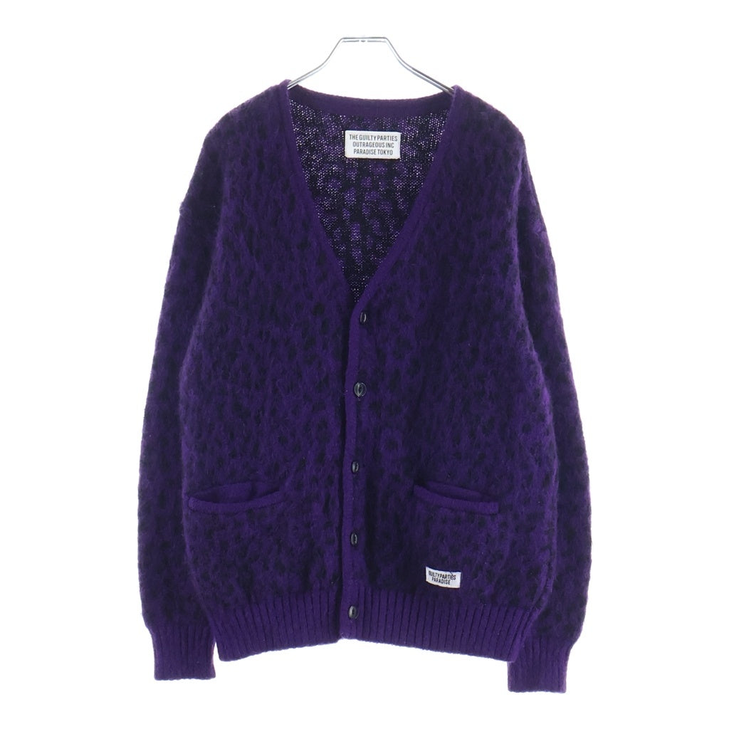 WACKO MARIA(ワコマリア) 22AW LEOPARD HEAVY MOHAIR CARDIGAN レオパード柄 ヘビー モヘア ニット カーディガン パープル 22FW-WMK-KN07