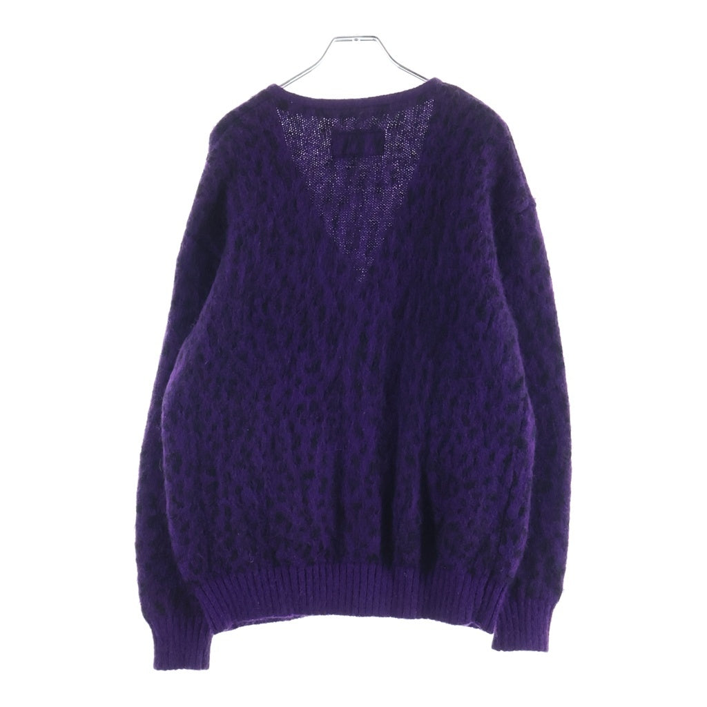 WACKO MARIA(ワコマリア) 22AW LEOPARD HEAVY MOHAIR CARDIGAN レオパード柄 ヘビー モヘア ニット カーディガン パープル 22FW-WMK-KN07