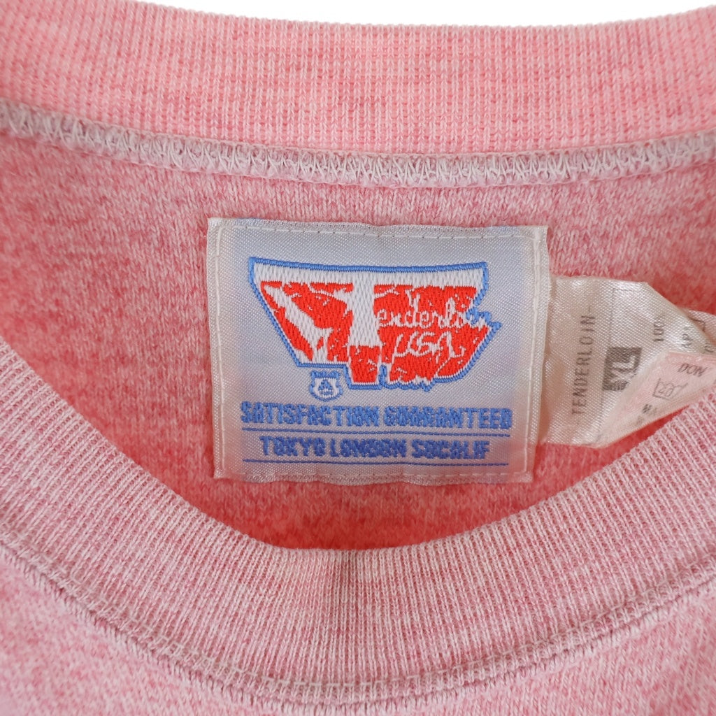 TENDERLOIN(テンダーロイン) T-SHIRT 初期 ステーキタグ フロントプリント 霜降り クルーネック 半袖Tシャツ カットソー ピンク