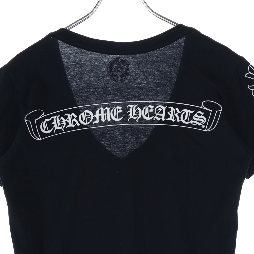 CHROME HEARTS(クロムハーツ) OLD HORSESHOE TEE オールド ホースシュープリント バックスクロールラベル VネックTシャツ 半袖カットソー レディース ブラック