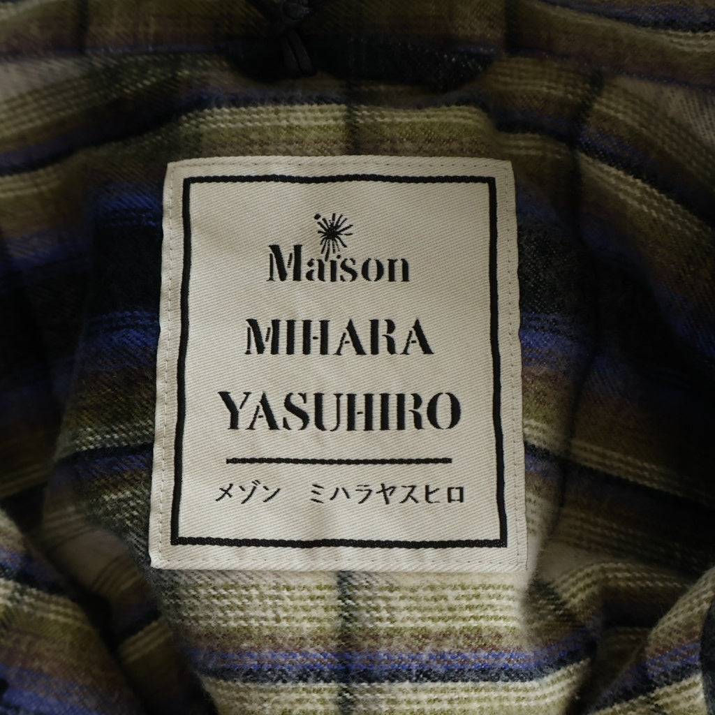 MAISON MIHARAYASUHIRO(メゾンミハラヤスヒロ) 26SS H/S CHECK SH W STICKER チェック柄 ステッカーパッチ スタッズ 半袖シャツ ブルー A16SH087