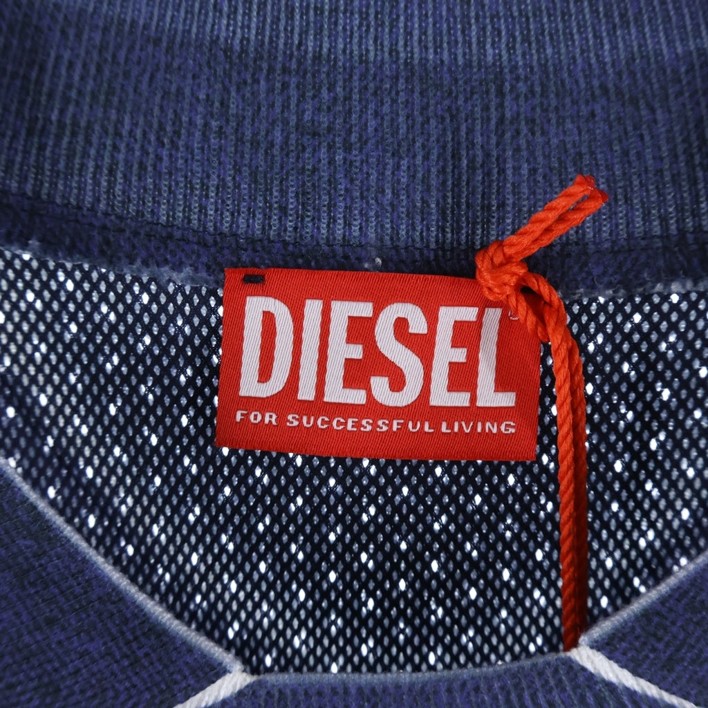 DIESEL(ディーゼル) T-OLLIE ティーオーリー 転写プリント メッシュ 襟付き ロングスリーブカットソー ネイビー A20241-OWFCS