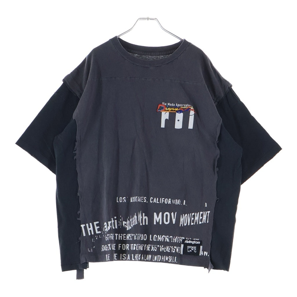 RRR123 RIVINGTON roi Rebis(リヴィントンロイレビス) LEFT OUT ENEMY L/S TEE レフトアウト エネミー 両面プリント ロングスリーブカットソー グレー