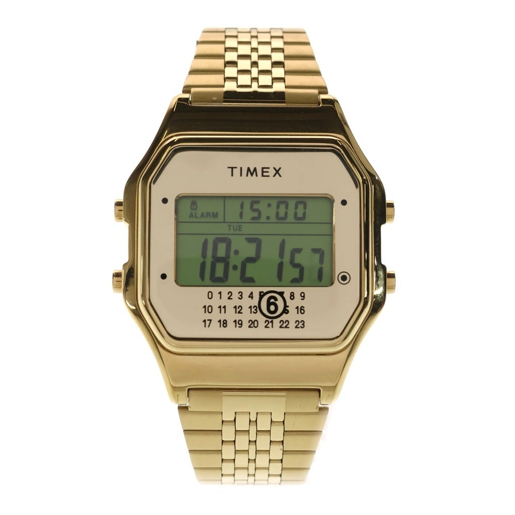 MM6 Maison Margiela(エムエムシックスメゾンマルジェラ) ×TIMEX T80 タイメックス グリーン文字盤 クォーツ ステンレス 腕時計 ゴールド TW2Y50000