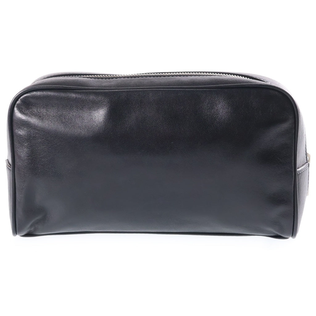 SAINT LAURENT PARIS(サンローランパリ) ストラップ付き レザー セカンドバッグ ポーチ グルーミングケース ブラック 635166