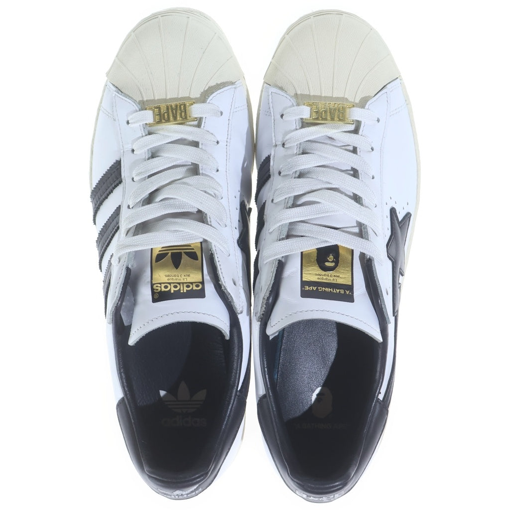 A BATHING APE(アベイシングエイプ) ×adidas Superstar 80s アディダス スーパースター ローカットスニーカー ホワイト/ブラック US9.5/27.5cm GZ8980