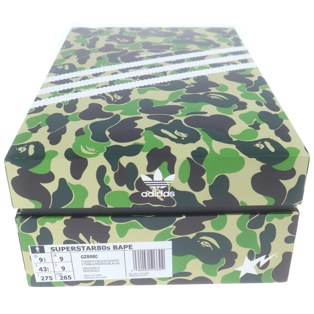 A BATHING APE(アベイシングエイプ) ×adidas Superstar 80s アディダス スーパースター ローカットスニーカー ホワイト/ブラック US9.5/27.5cm GZ8980